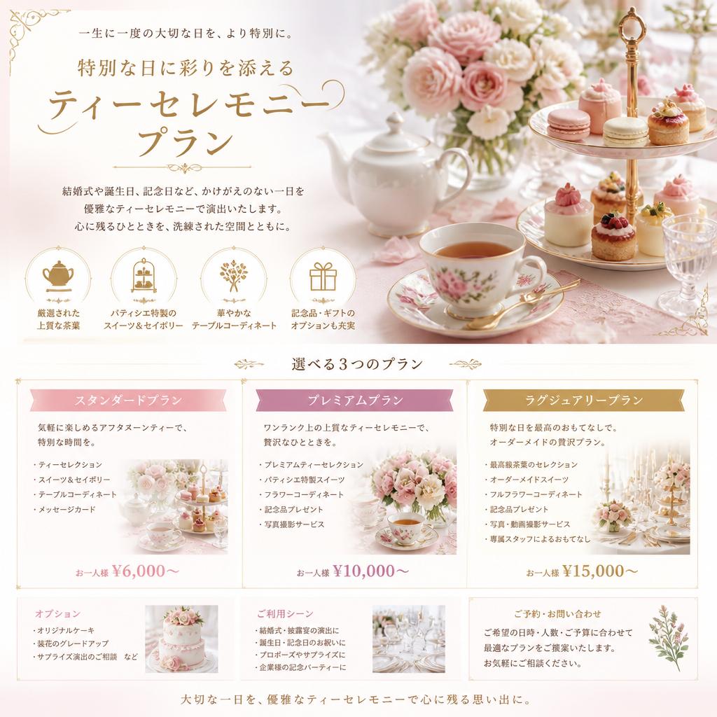 特別イベントにぴったりのティーセレモニー