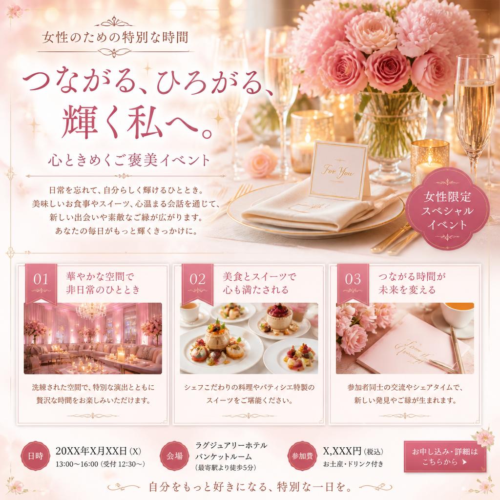 女性特化のアフタヌーンティーイベント