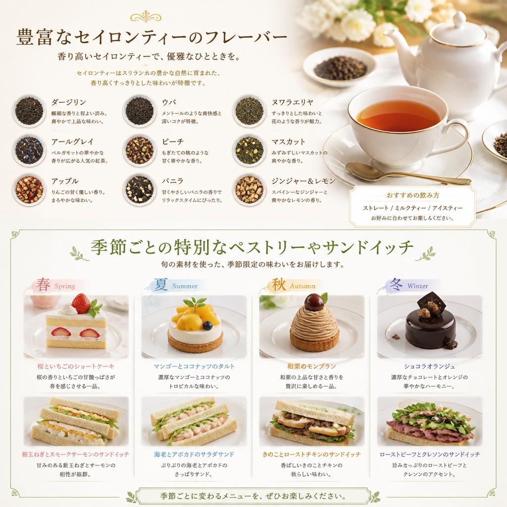 アフタヌーンティーのメニュー